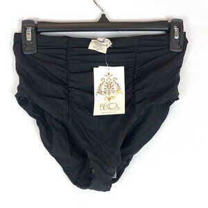 Rebecca Virtue Becca Women’s Shirred High Waist Black Bikini Bottom Size M